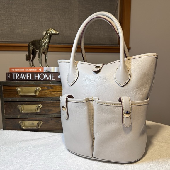 Dooney & Bourke Florentine Vacchetta Small Pocket Satchel Gray Italian Leather - Picture 13 of 16